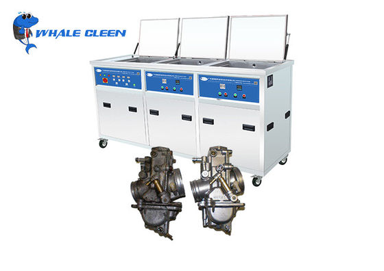 Three Soak Tanks Industrial Ultrasonic Cleaning Machine , 1200W Metal Belt Ultrasonic Cleaner