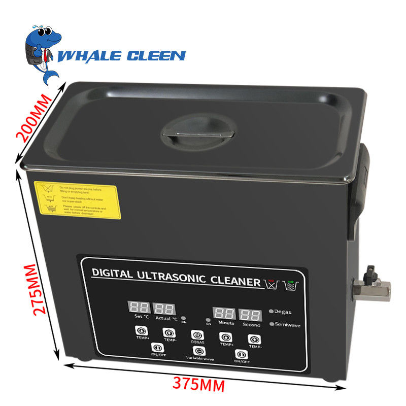 6.5L Dental Ultrasonic Cleaner 180W 1.43 Gallon Black Stainless Steel Cleaning Machine