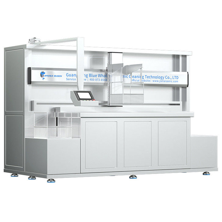 Three Tanks PLC Automatic Ultrasonic Cleaning Machine With Mechanical Robot Arm
