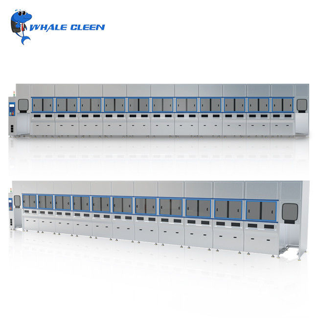 Custom Industrial Ultrasonic Cleaning Machine Automatic Cleaner With Multi Tanks PLC
