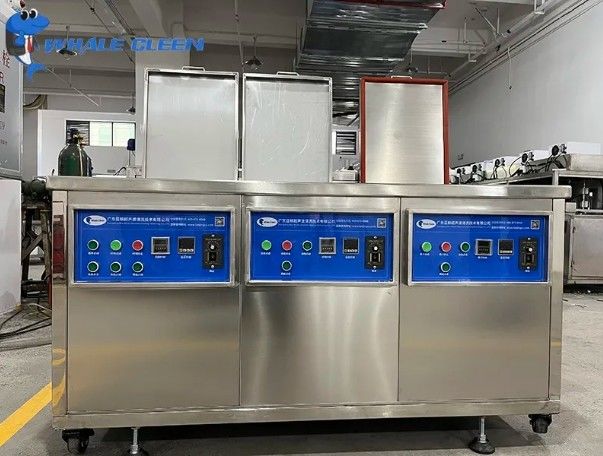 High Frequency Ultrasonic Cleaner 3 Soak Tanks for Industrial Metal Belt 20-95C Adjustable Heater